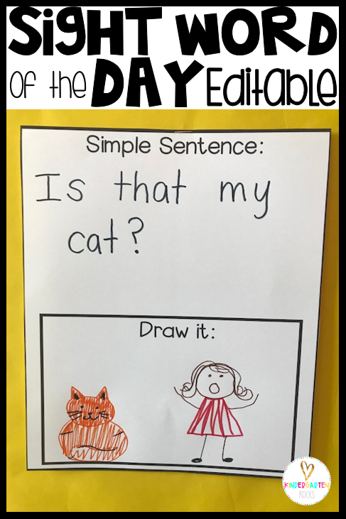 Sight Word of the day was designed to be a part of your daily morning meeting or carpet time for kindergarten leveled children.  Sight Word of the day is a great introduction and/or review activity to learn new sight words.   Sight Word of the day will help students recognize sight words with a variety of fun hands-on activities.