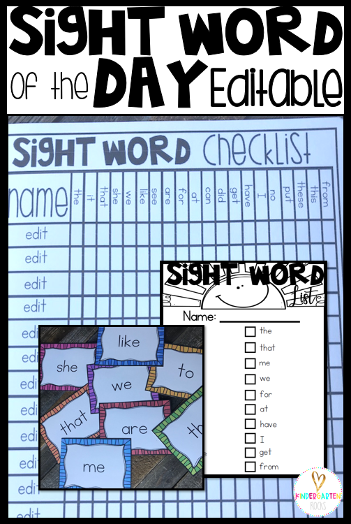 Sight Word of the day was designed to be a part of your daily morning meeting or carpet time for kindergarten leveled children.  Sight Word of the day is a great introduction and/or review activity to learn new sight words.   Sight Word of the day will help students recognize sight words with a variety of fun hands-on activities.