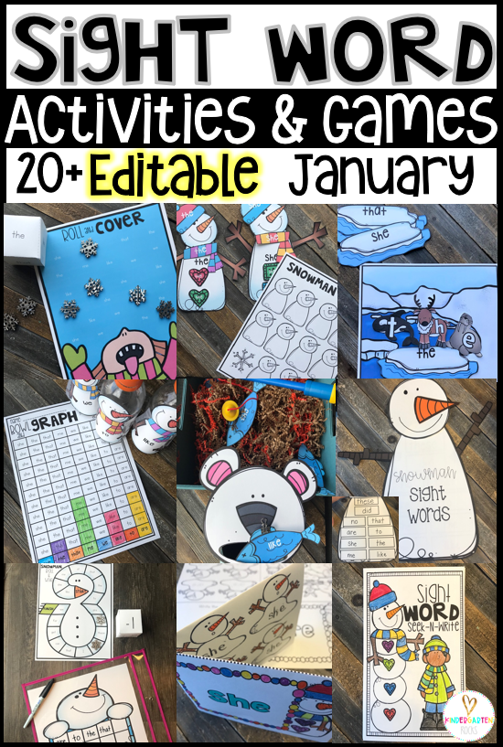 Editable Sight Word Activities and Games for the Winter