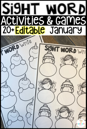 Are you looking for winter, polar animals and snowman themed editable sight word activities that you can change to meet the needs of your kindergarten or first grade students? Then, you will love Editable Sight Words Printables, Activities and Games for January. Type in 20 sight words on one list and they will spread throughout all of the activities.