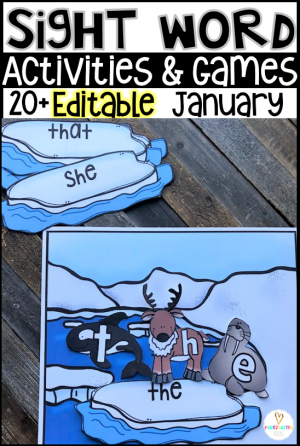 Are you looking for winter, polar animals and snowman themed editable sight word activities that you can change to meet the needs of your kindergarten or first grade students? Then, you will love Editable Sight Words Printables, Activities and Games for January. Type in 20 sight words on one list and they will spread throughout all of the activities.
