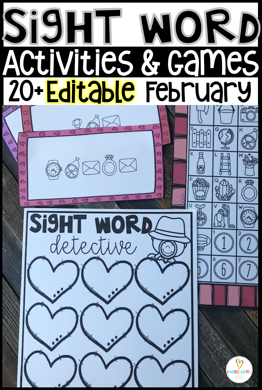 Are you looking for Valentine's Day sight word games and activities that you can change to meet the needs of your kindergarten or first grade students? Then, you will love Editable Sight Word Activities, Printables and Games for February. Type in 20 sight words on one list and they will spread throughout all of the activities.
