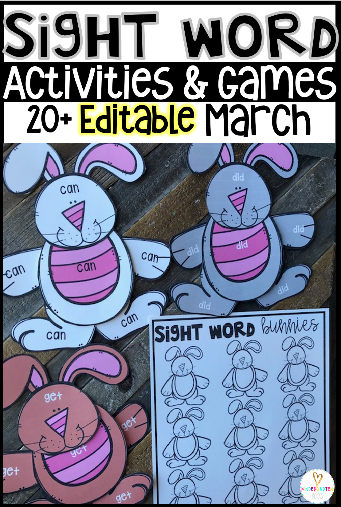 Are you looking for spring themed sight word activities that you can change to meet the needs of your kindergarten and/or first grade children?   Then, you will love Editable Sight Words Printables, Activities and Games for March.