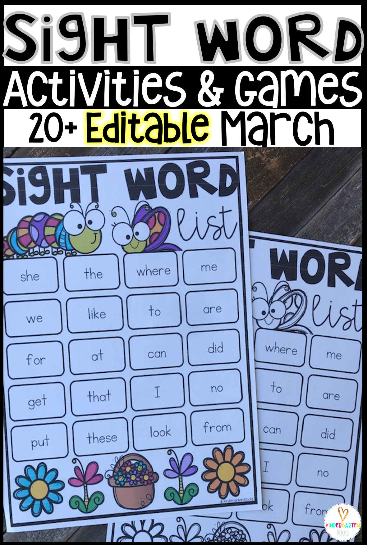 Are you looking for spring themed sight word activities that you can change to meet the needs of your kindergarten and/or first grade children?   Then, you will love Editable Sight Words Printables, Activities and Games for March.