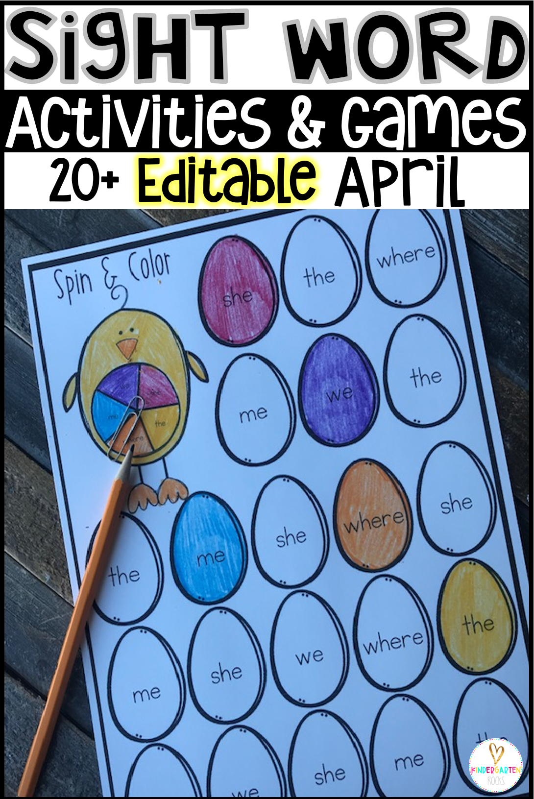 Are you looking for spring sight word activities that you can change to meet the needs of your kindergarten and/or first grade children?   Then, you will love Editable Sight Words Printables, Activities and Games for spring and the month of April.