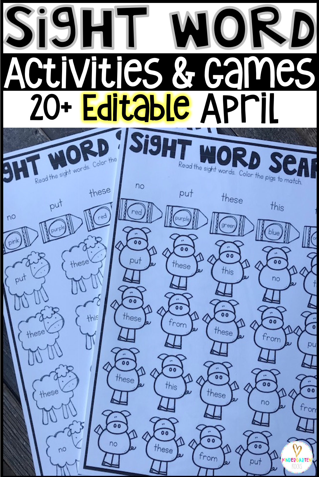 Are you looking for spring sight word activities that you can change to meet the needs of your kindergarten and/or first grade children?   Then, you will love Editable Sight Words Printables, Activities and Games for spring and the month of April.