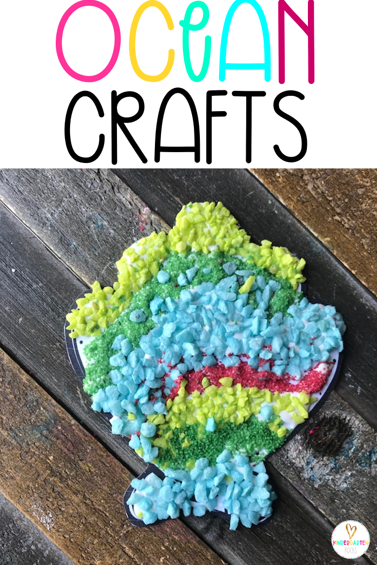 Are you looking for a fun age appropriate crafts for kids?  Then you will love Ocean Crafts for Preschool.  This unit is perfect for your Ocean unit at any time throughout the year.  Increase student vocabulary and readiness skills with hands on crafts. #crafts #forkids #oceancrafts #preschool #handsonactivities