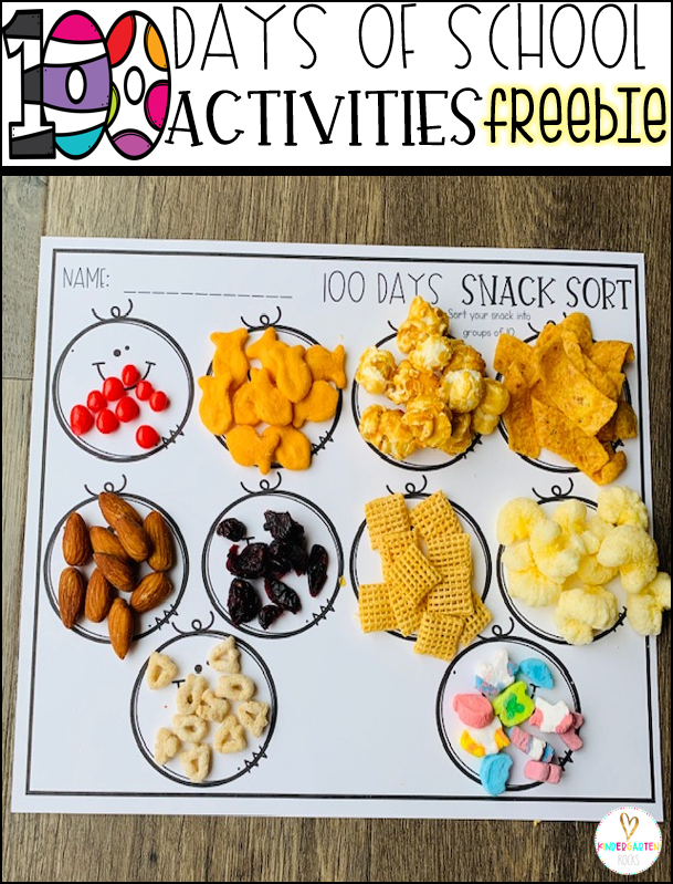 100th Day of School Freebies Snack Sort