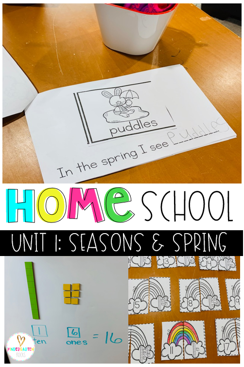 Are you new to home schooling? Are you looking for simple low prep organized activities for your kindergarten student? Then you will love our home school unit Season's and Spring. This unit is perfect for parents working at home. The lessons for reading and math are about an hour each.