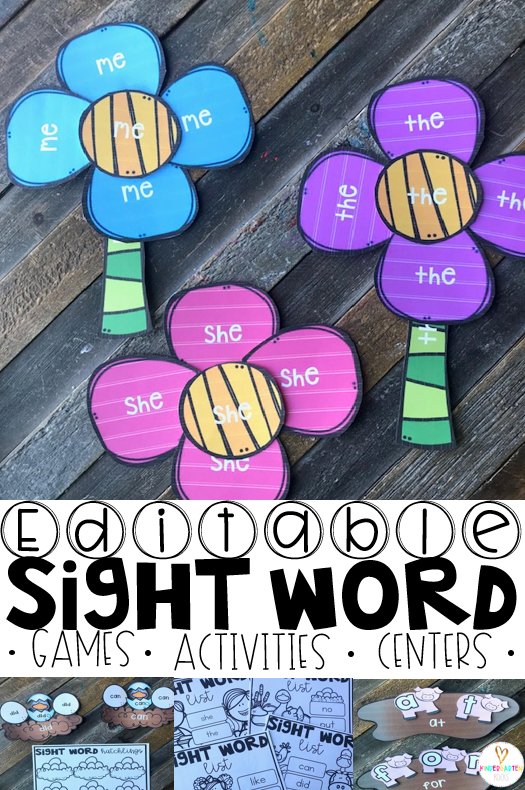 Are you looking for editable sight word games sight word activities for your kindergarten students? Then, you will love all of the hands on printables, games, activities and centers. Editable Sight Word Games is perfect for distance learning and homeschool as well.