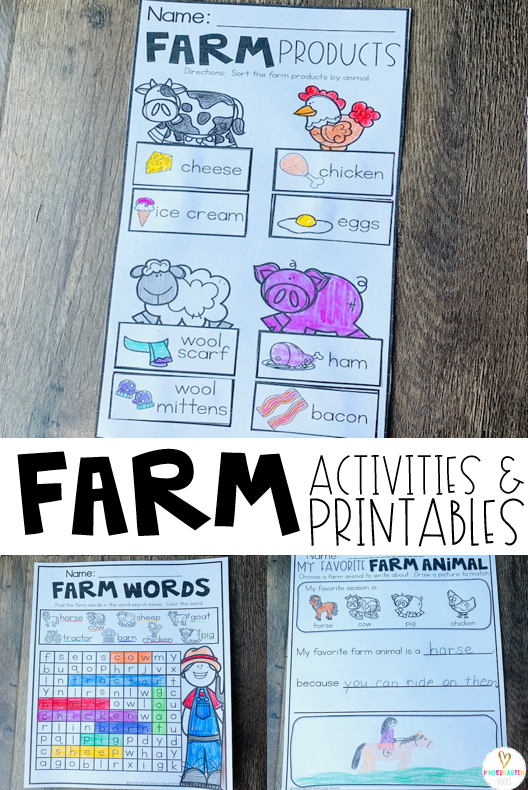  If you are looking for print and go, no-prep science-based farm activities and printables for your farm unit then you will love Farm Worksheets for Kindergarten!
