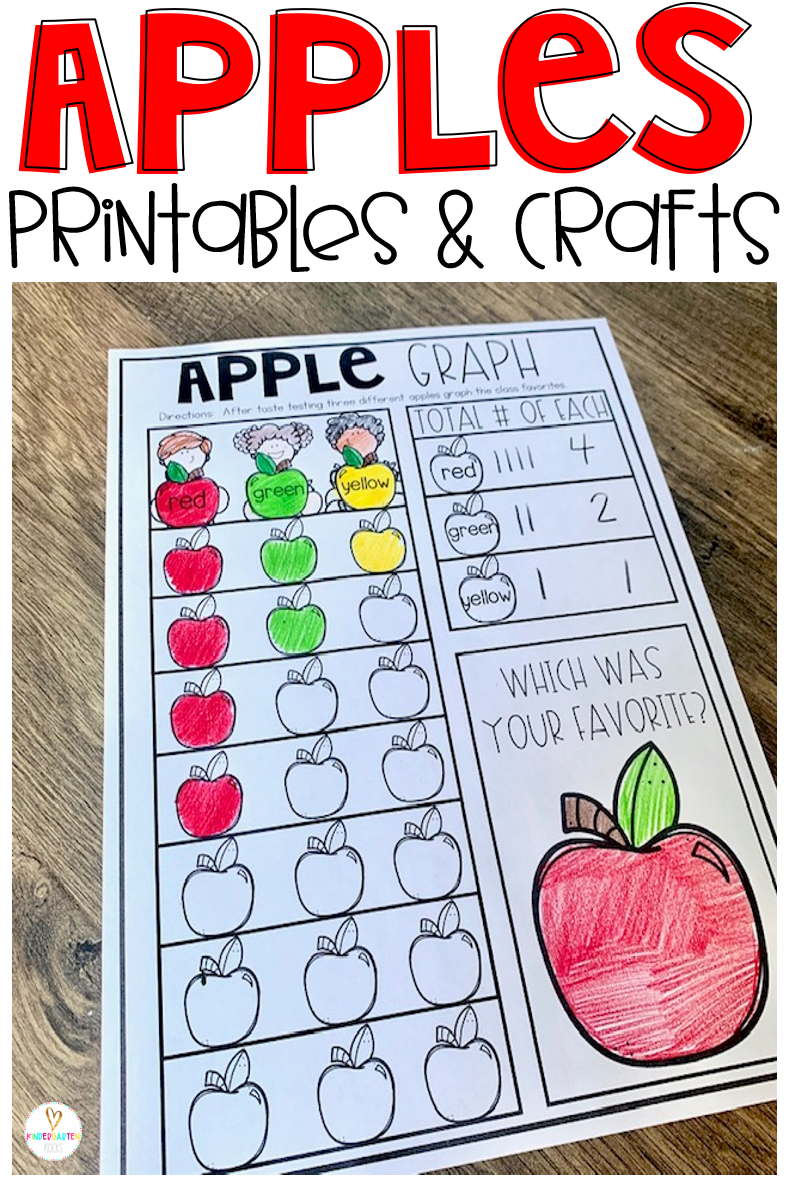 Apples Worksheets, Crafts and Printables black and white no prep packet has everything you need to teach your apple unit in Kindergarten.