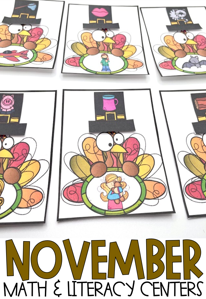 Turkey Rhyme Time is included in November Math and Literacy Thanksgiving Centers.