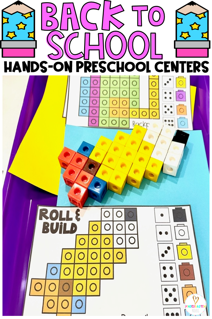 Are you looking for hands on back to school math and literacy centers for preschool and kindergarten? Then you will love this roll and build number sense activity.