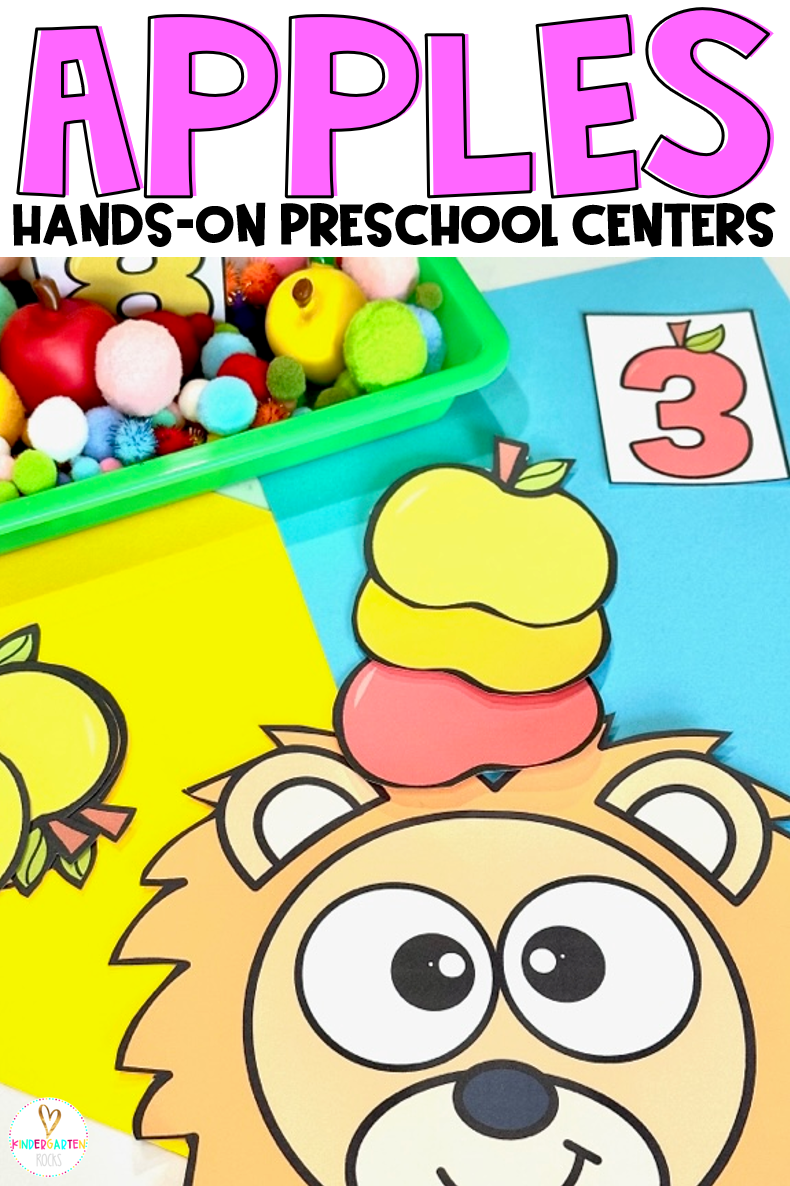 Are you looking for hands on apple centers for your preschool classroom? Then you will love our Apple Centers for Pre-k. Love this Counting Apple Up on Top Activity.