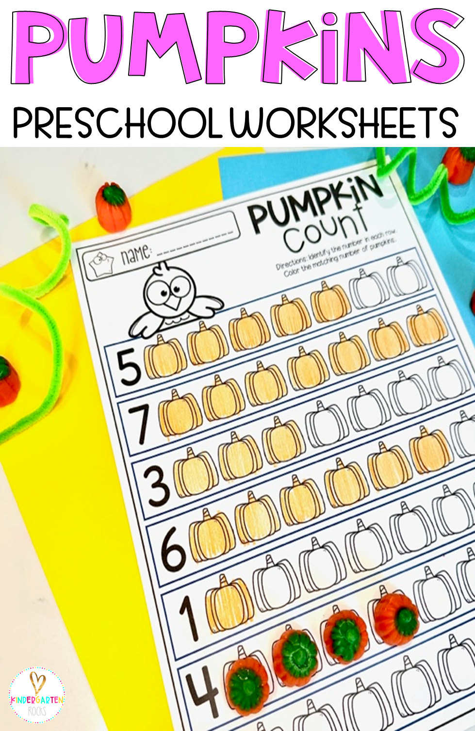 Pumpkin Math and Literacy Worksheets and Printables for Preschool is perfect for your preschool classroom. The boys and girls will identify the number and count the matching number of pumpkins.