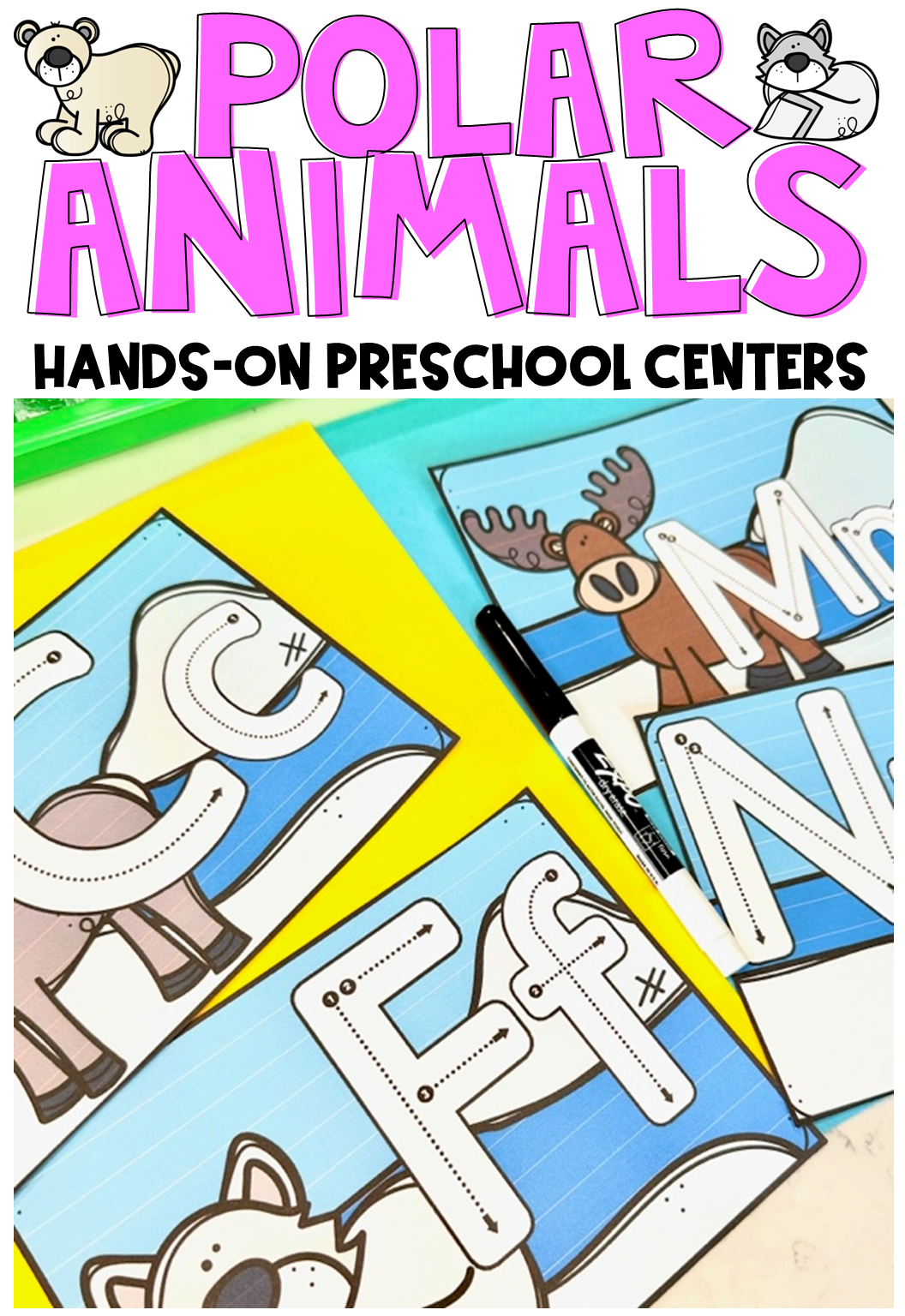 Are you looking for polar animal math and literacy centers for your preschool classroom for the month of January? Then you will love our Polar Animals Centers and Morning Bins for the winter months of preschool.