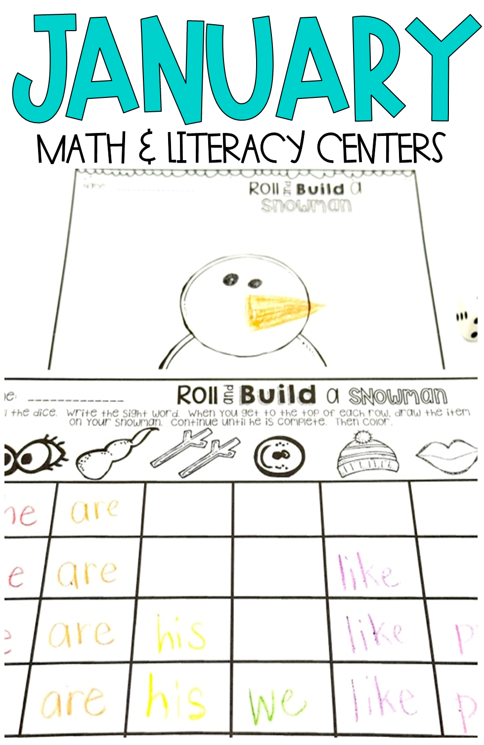 January Math and Literacy Centers for Kindergarten is 350 pages full of fun hands-on polar animals, winter and snowmen themed math and literacy centers that will help build a strong foundation in math and number sense and literacy skills.
