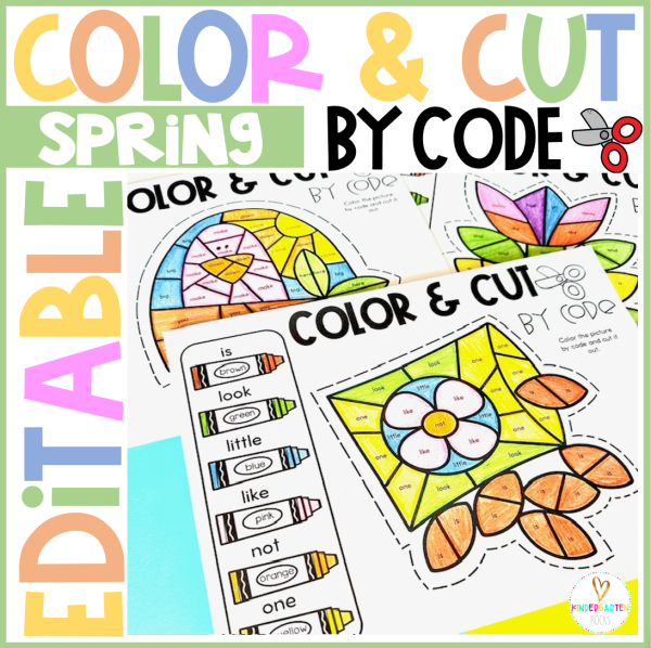 Spring Color by Code Editable Printables - Kindergarten Rocks Resources
